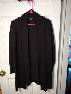 Womans Select Trend Brand Black Open-Front Long Cardigan Sweater Size XL